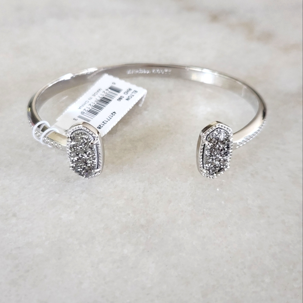Kendra Scott Platinum Drusy Elton Cuff Bracelet NWT